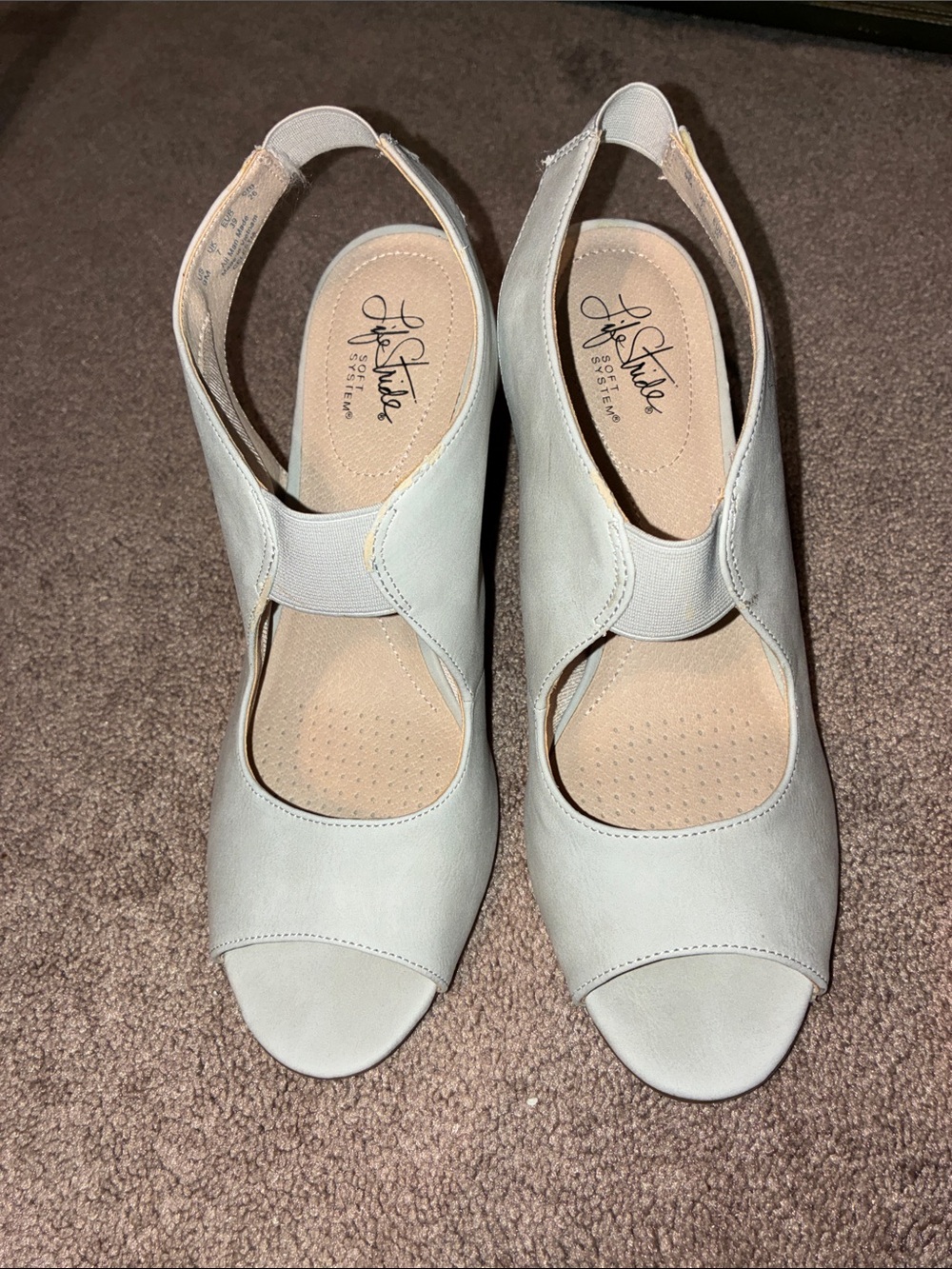 Life Stride Light Gray Open-Toe Slingback Comfort Sandals